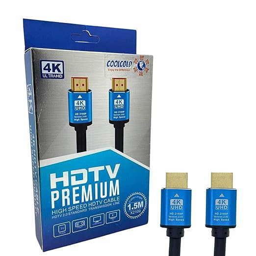 COOLCOLD HDMI Cable, 1.5M HDTV 2.0 4K*2K HDR 3D Premium High Speed, HDMI to HDMI Cable, Ultra HD 2160P Male to Male 24K Gold Plated Connector, Standard Transmission Line for PS4/Blue Ray/HD TV
