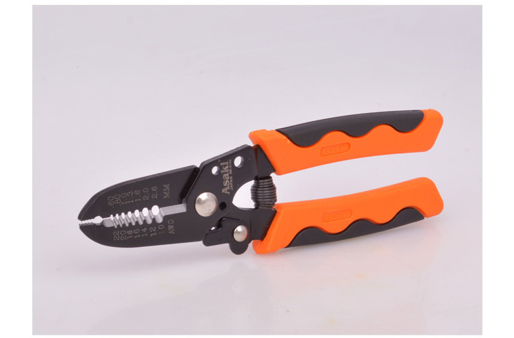 ASAKI AK-9100 Carbon Steel Multi-use Crimping Plier Cable Cutter Functional Wire Stripping 0.6-2.6mm